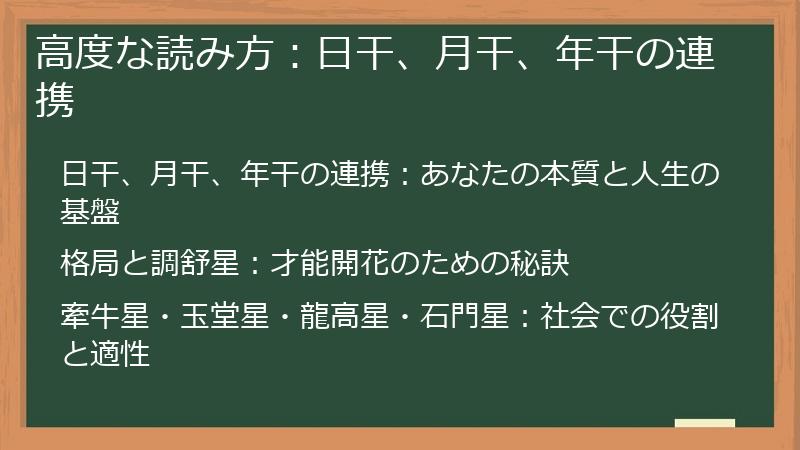 高度な読み方：日干、月干、年干の連携