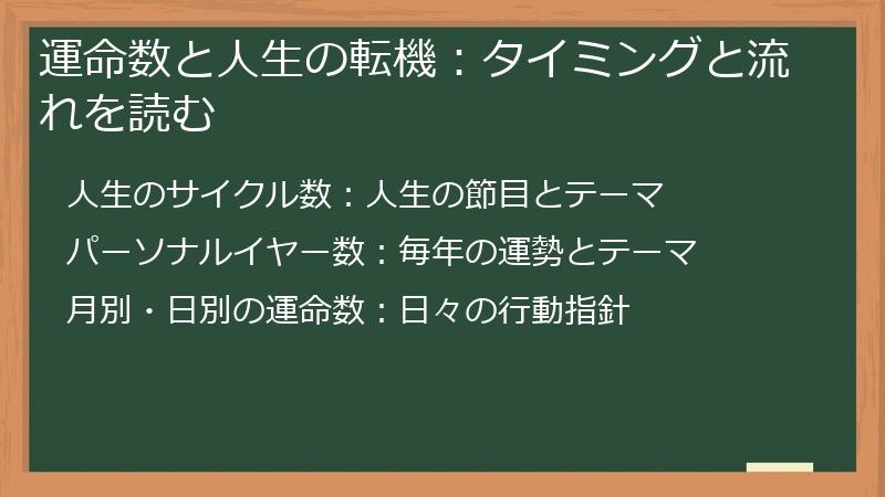 運命数と人生の転機：タイミングと流れを読む