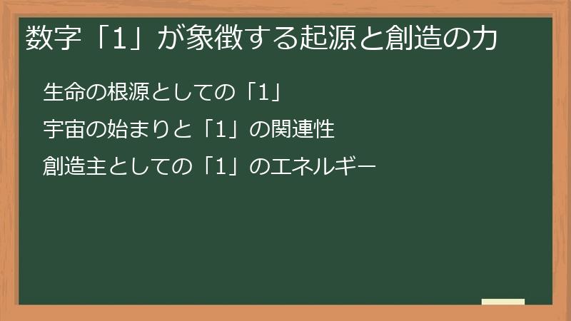 数字「1」が象徴する起源と創造の力