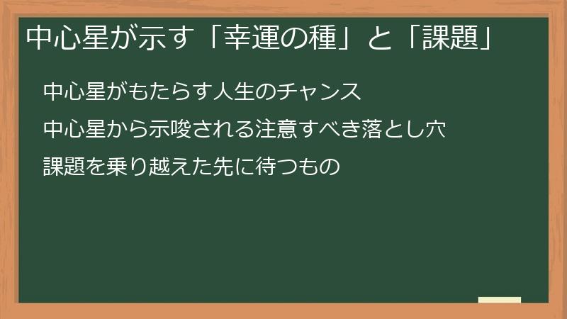 中心星が示す「幸運の種」と「課題」