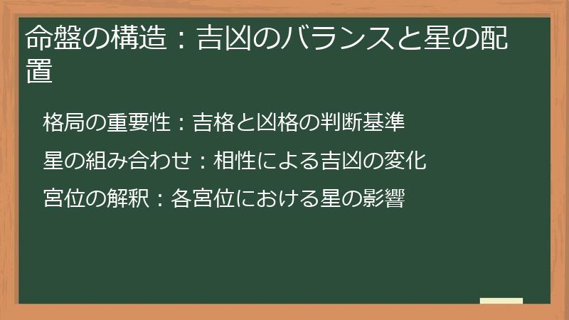 命盤の構造：吉凶のバランスと星の配置