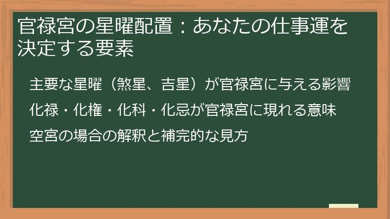 官禄宮の星曜配置：あなたの仕事運を決定する要素