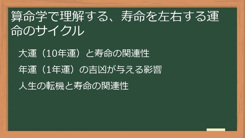 算命学で理解する、寿命を左右する運命のサイクル