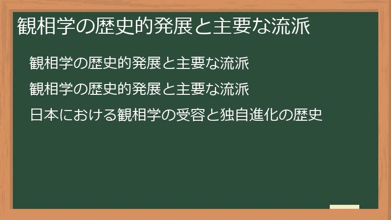 観相学の歴史的発展と主要な流派
