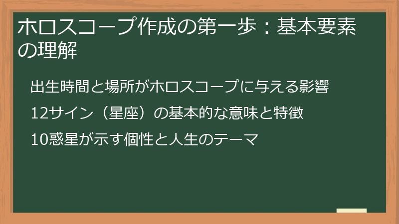 ホロスコープ作成の第一歩：基本要素の理解