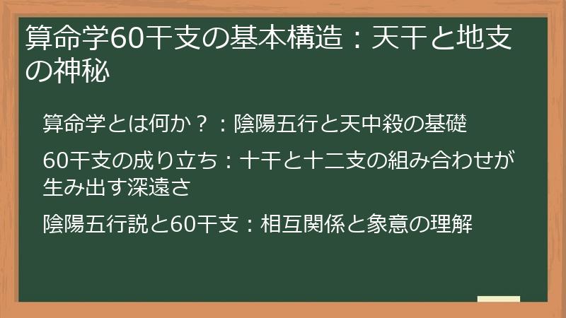 算命学60干支の基本構造：天干と地支の神秘
