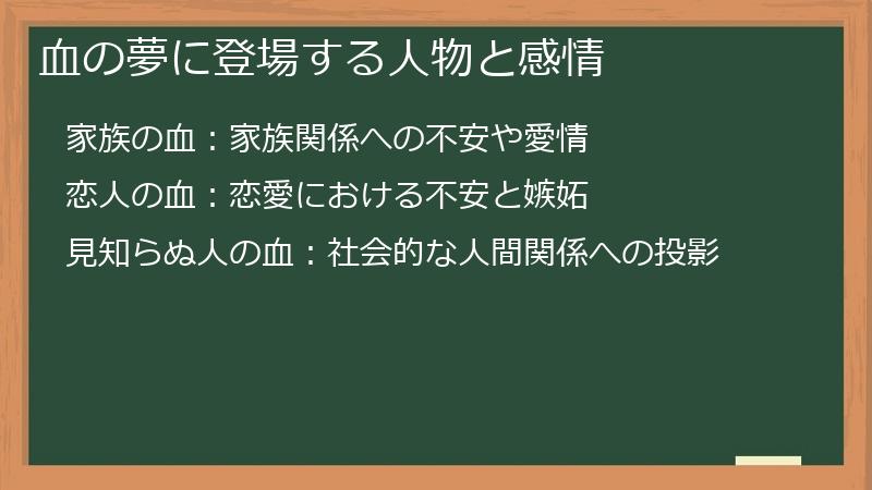 血の夢に登場する人物と感情