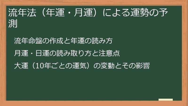 流年法(年運・月運)による運勢の予測