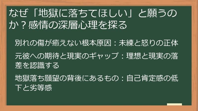 なぜ「地獄に落ちてほしい」と願うのか？感情の深層心理を探る