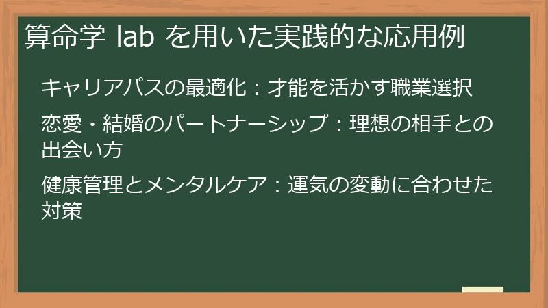 算命学 lab を用いた実践的な応用例