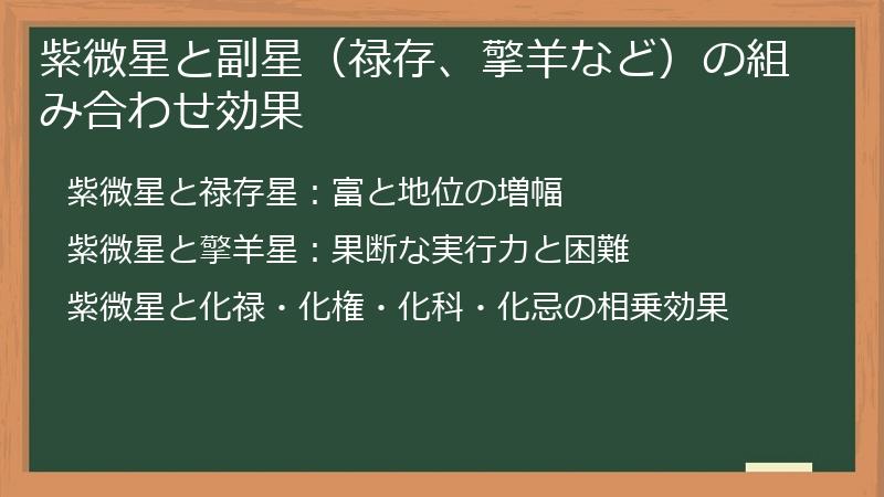 紫微星と副星（禄存、擎羊など）の組み合わせ効果