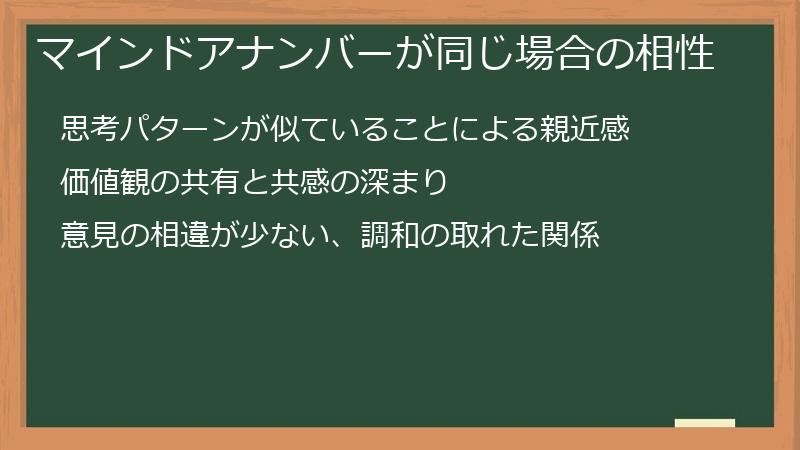 マインドアナンバーが同じ場合の相性