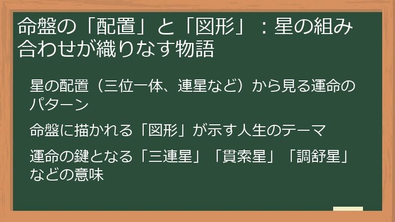 命盤の「配置」と「図形」：星の組み合わせが織りなす物語