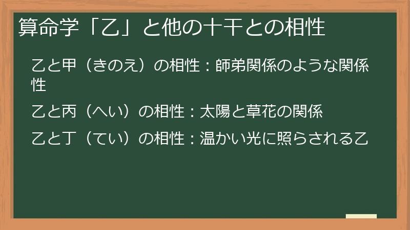 算命学「乙」と他の十干との相性
