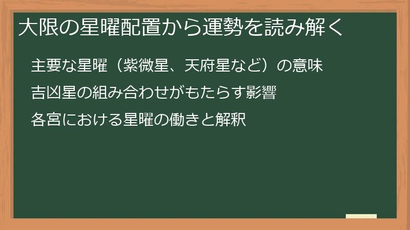 大限の星曜配置から運勢を読み解く