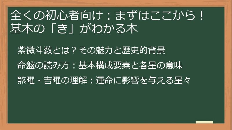全くの初心者向け：まずはここから！基本の「き」がわかる本