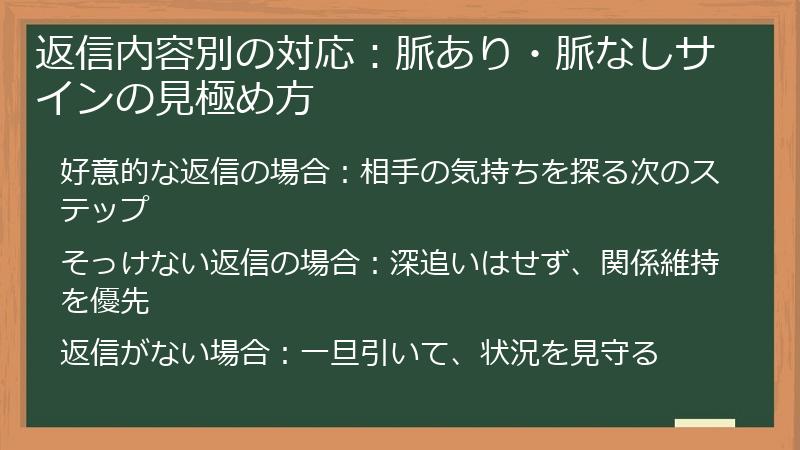 返信内容別の対応:脈あり・脈なしサインの見極め方