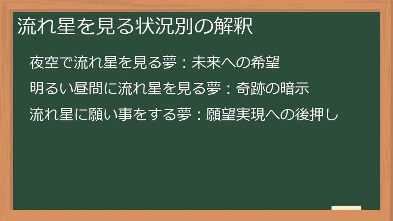 流れ星を見る状況別の解釈