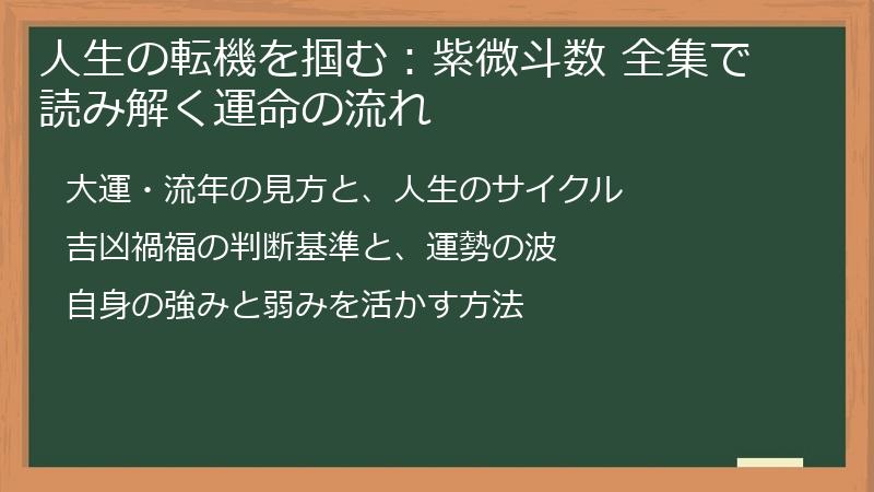 人生の転機を掴む：紫微斗数 全集で読み解く運命の流れ