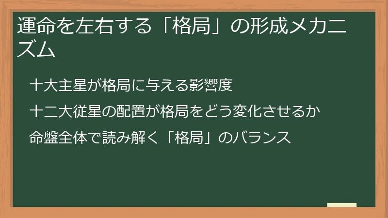 運命を左右する「格局」の形成メカニズム