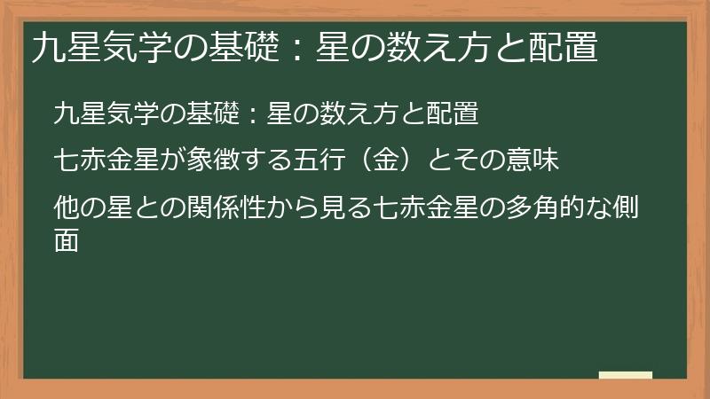 九星気学の基礎:星の数え方と配置