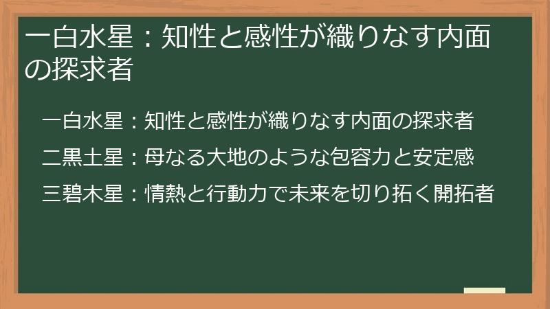 一白水星：知性と感性が織りなす内面の探求者