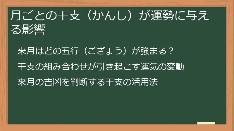 月ごとの干支（かんし）が運勢に与える影響