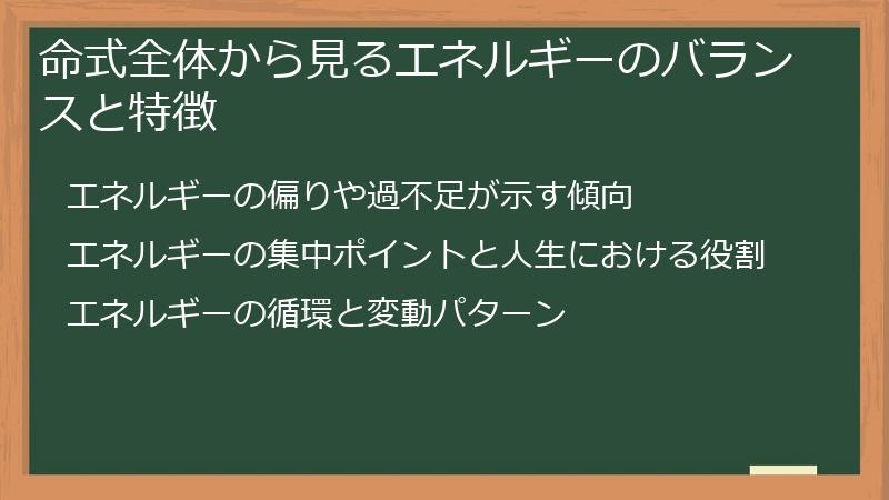 命式全体から見るエネルギーのバランスと特徴