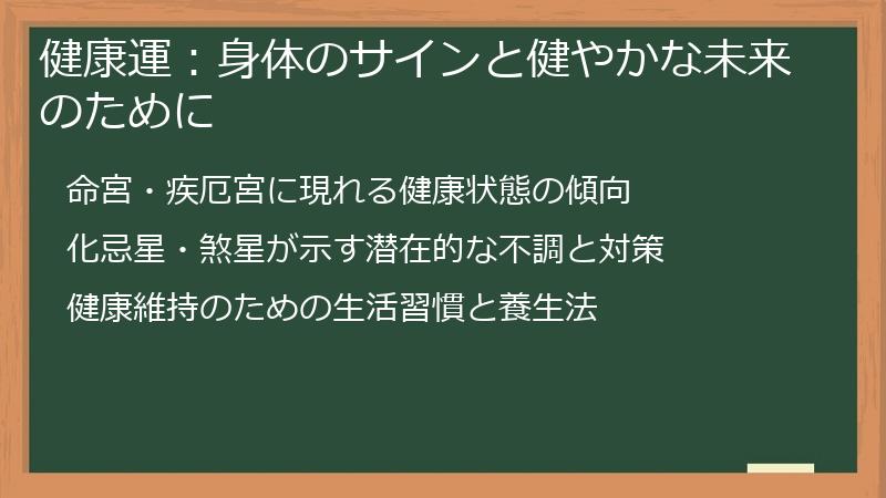 健康運：身体のサインと健やかな未来のために