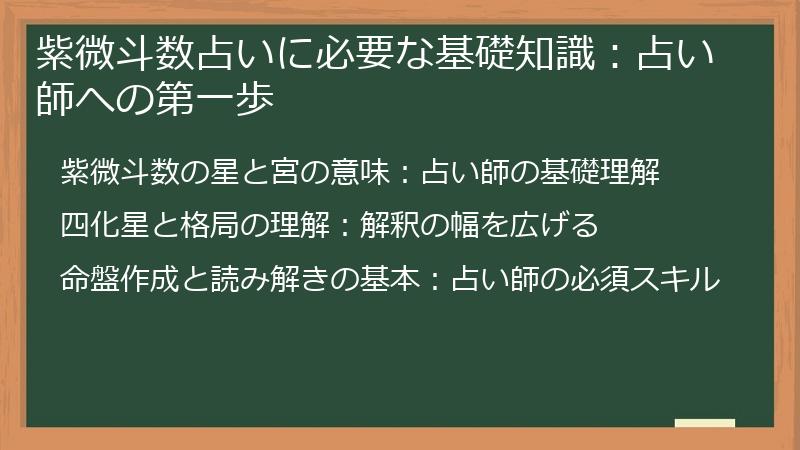 紫微斗数占いに必要な基礎知識：占い師への第一歩