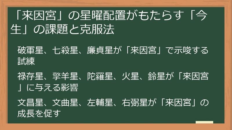 「来因宮」の星曜配置がもたらす「今生」の課題と克服法