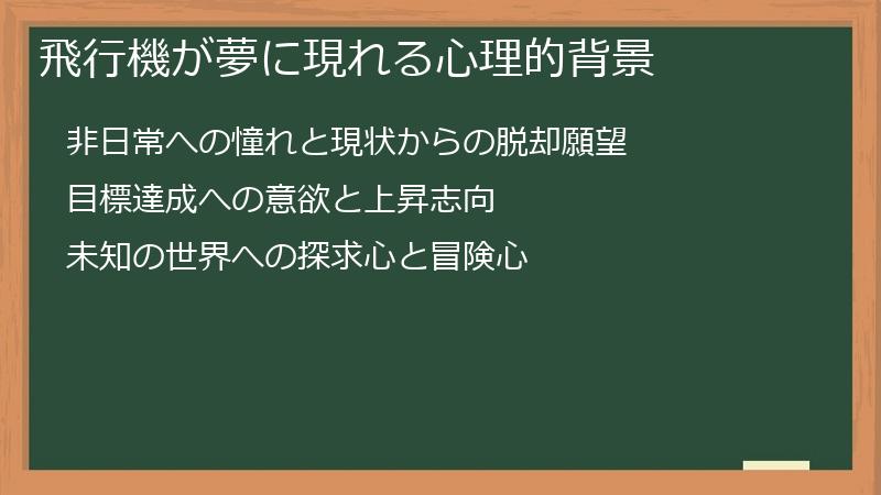 飛行機が夢に現れる心理的背景