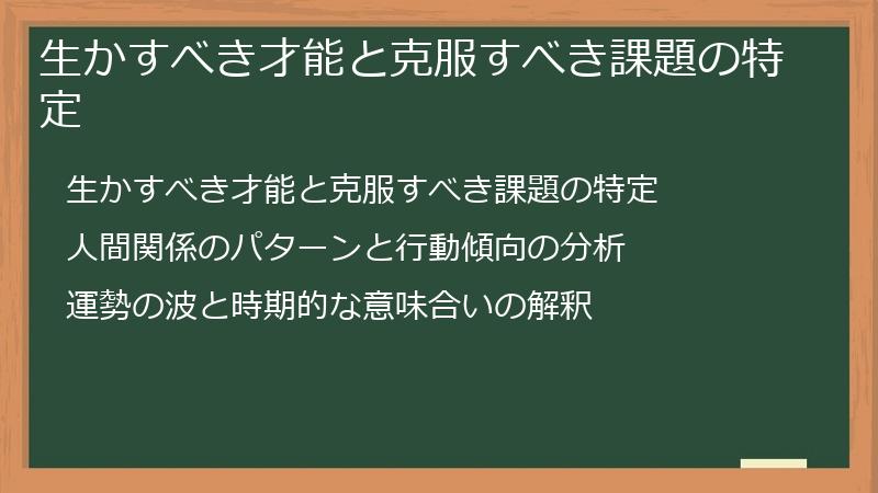 生かすべき才能と克服すべき課題の特定