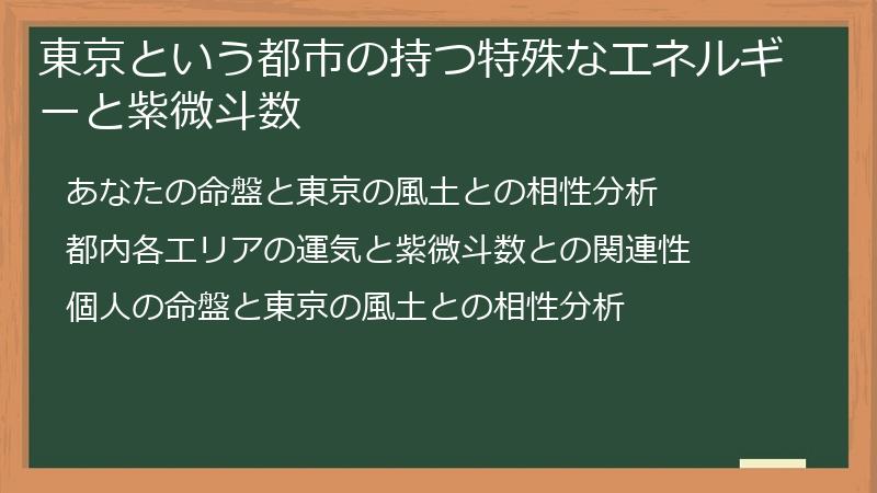 東京という都市の持つ特殊なエネルギーと紫微斗数