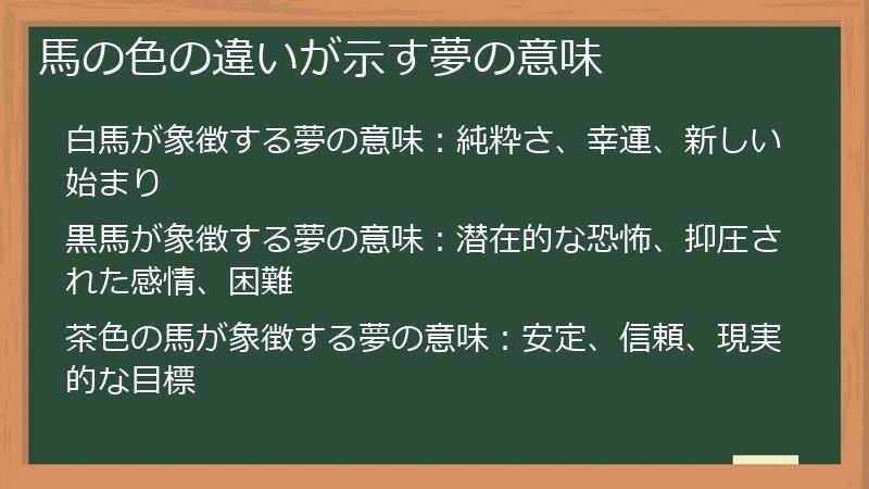 馬の色の違いが示す夢の意味
