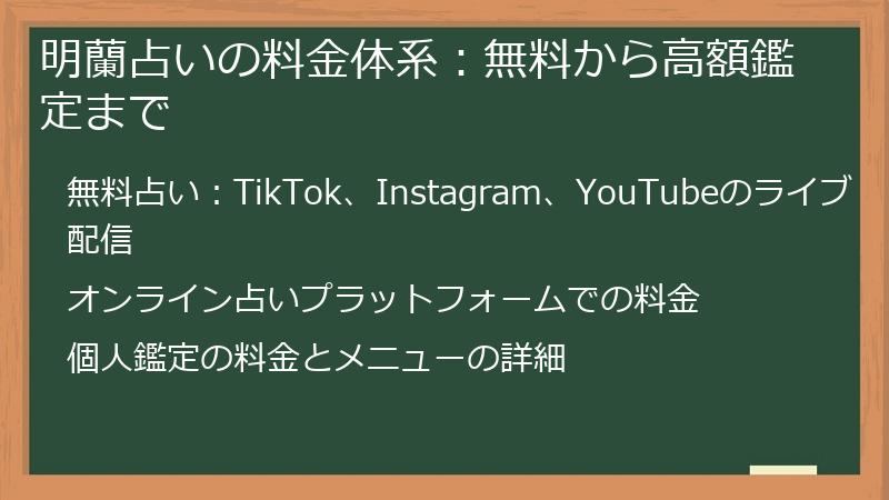 明蘭占いの料金体系：無料から高額鑑定まで