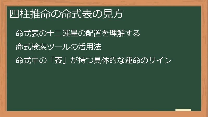四柱推命の命式表の見方