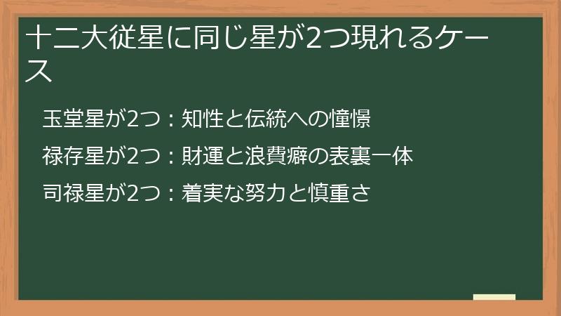 十二大従星に同じ星が2つ現れるケース