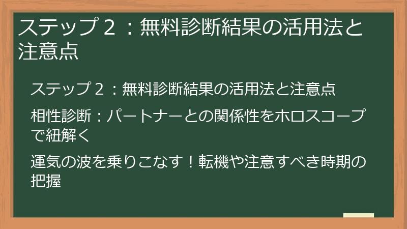 ステップ２：無料診断結果の活用法と注意点