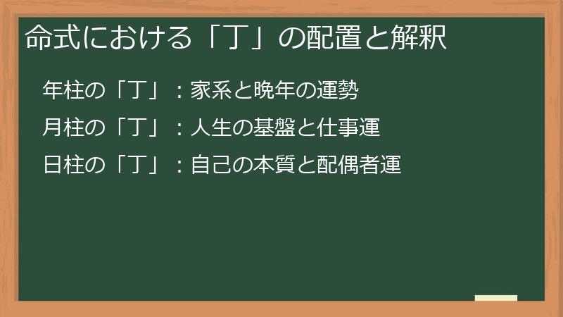 命式における「丁」の配置と解釈