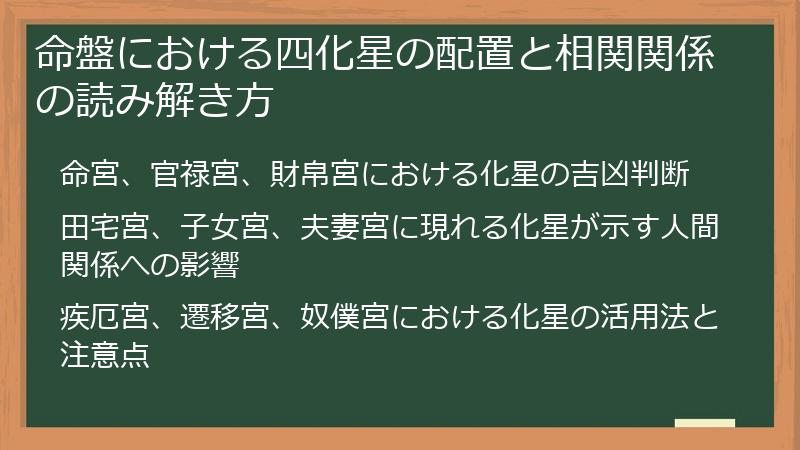 命盤における四化星の配置と相関関係の読み解き方
