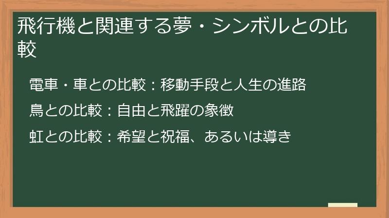 飛行機と関連する夢・シンボルとの比較