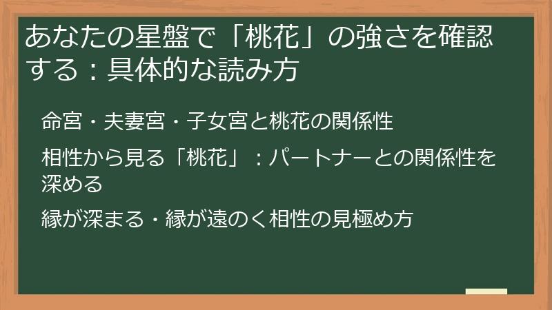 あなたの星盤で「桃花」の強さを確認する:具体的な読み方