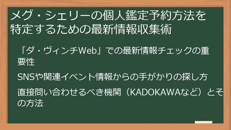 メグ・シェリーの個人鑑定予約方法を特定するための最新情報収集術