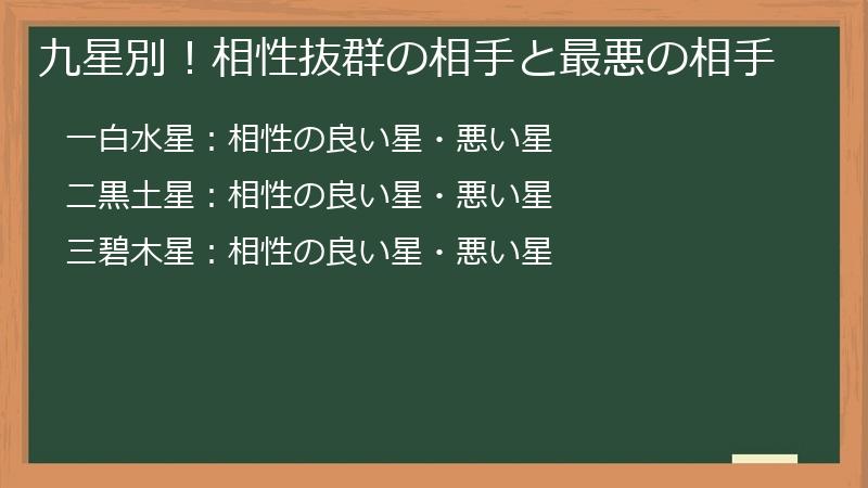 九星別！相性抜群の相手と最悪の相手