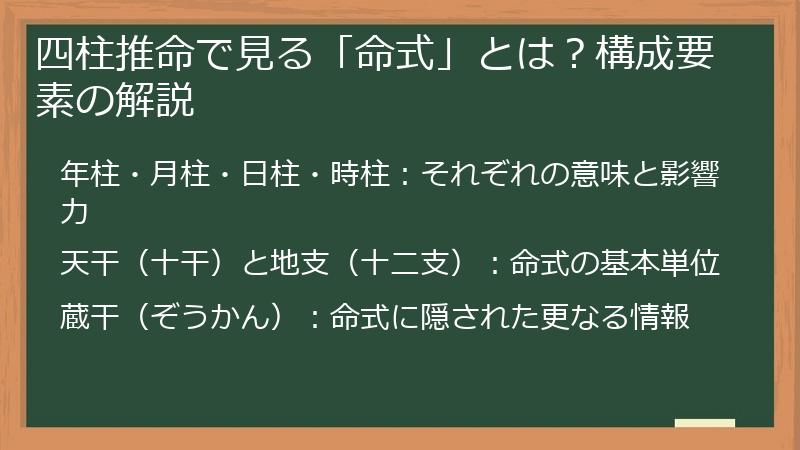四柱推命で見る「命式」とは？構成要素の解説