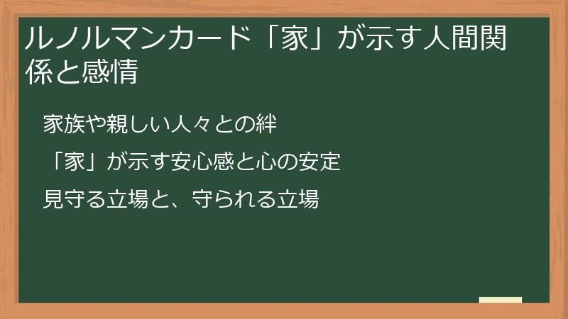 ルノルマンカード「家」が示す人間関係と感情