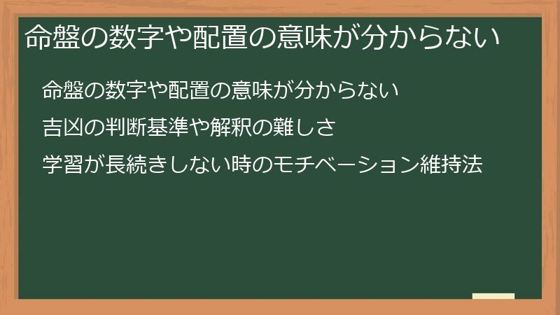 命盤の数字や配置の意味が分からない