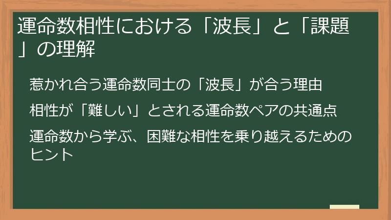 運命数相性における「波長」と「課題」の理解