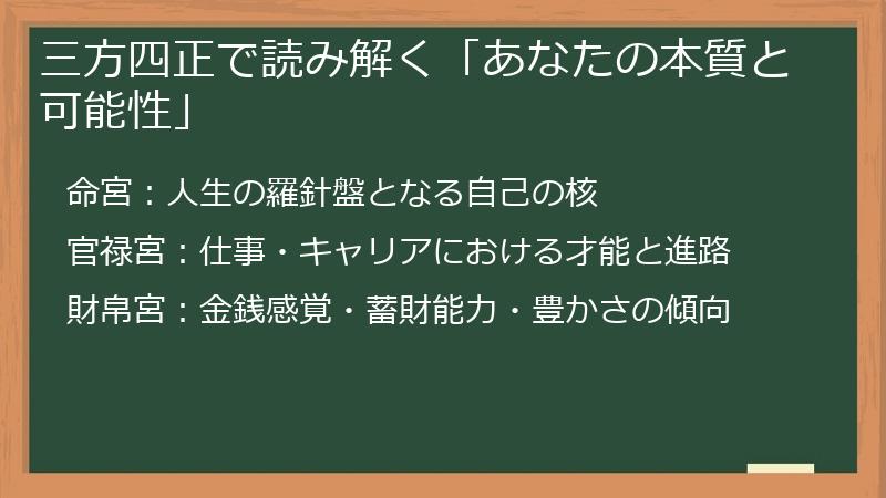三方四正で読み解く「あなたの本質と可能性」